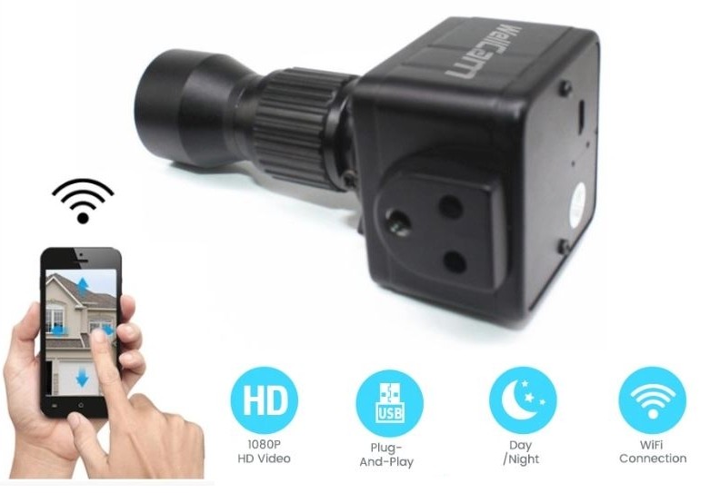 Mini telecamera WiFi per cellulare con risoluzione FULL HD e zoom ZOOM ottico 20x