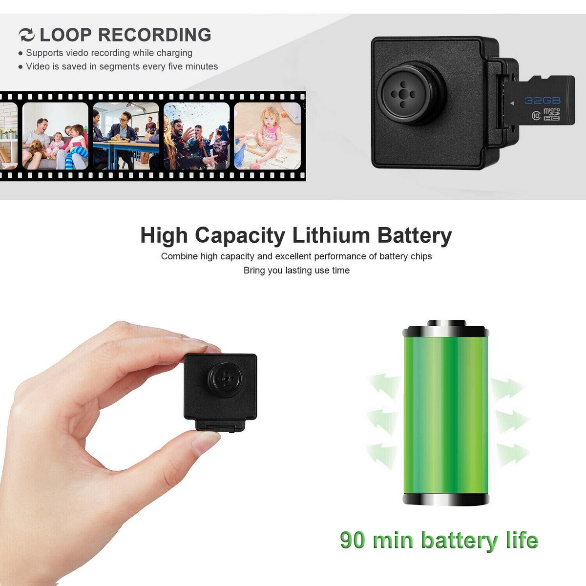mini telecamera spia nascosta full hd con registrazione audio