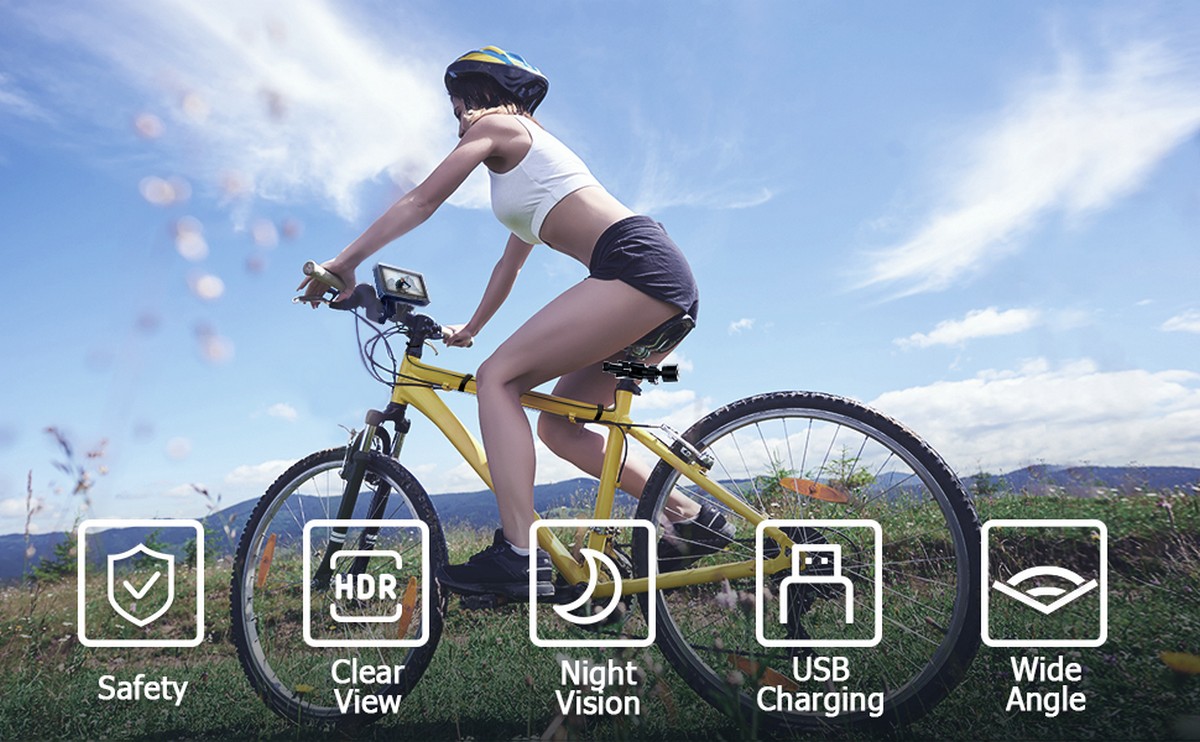 telecamera di sicurezza per biciclette con monitor