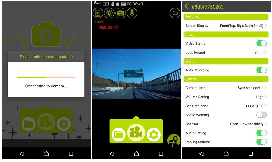 applicazione da DOD Android/iOS - fotocamera per auto dod