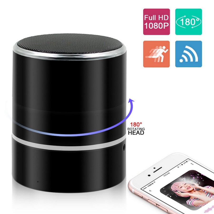 Altoparlante Bluetooth con telecamera rotante FULL HD Wifi P2P