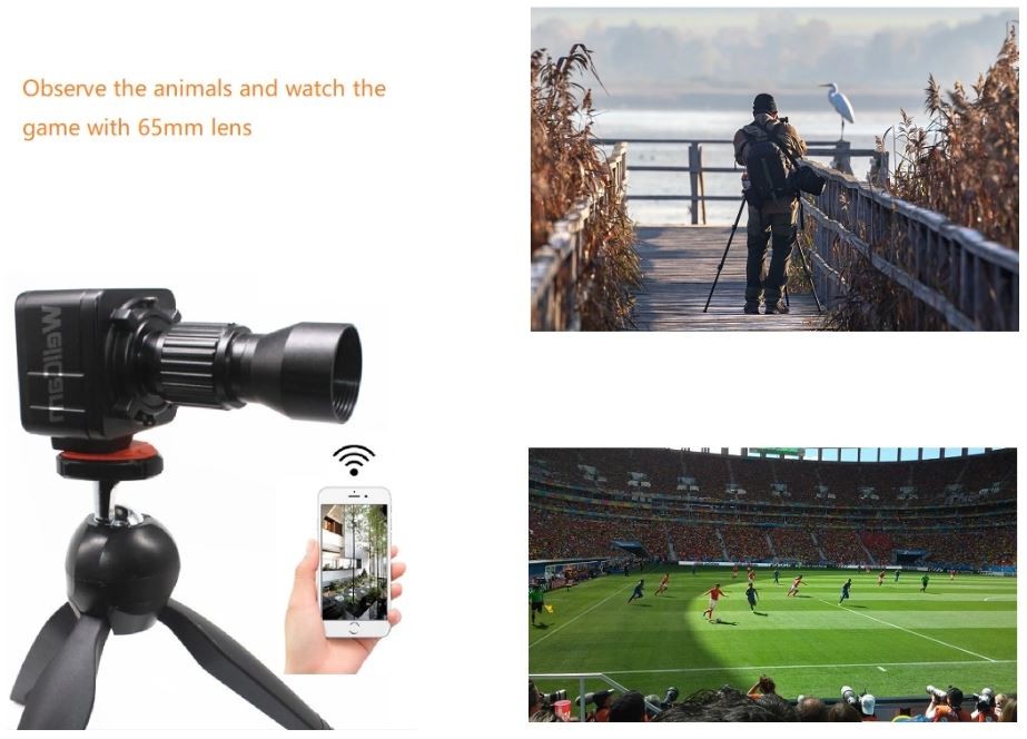 fotocamera zoom con treppiede - trasmissione live wifi su smartphone