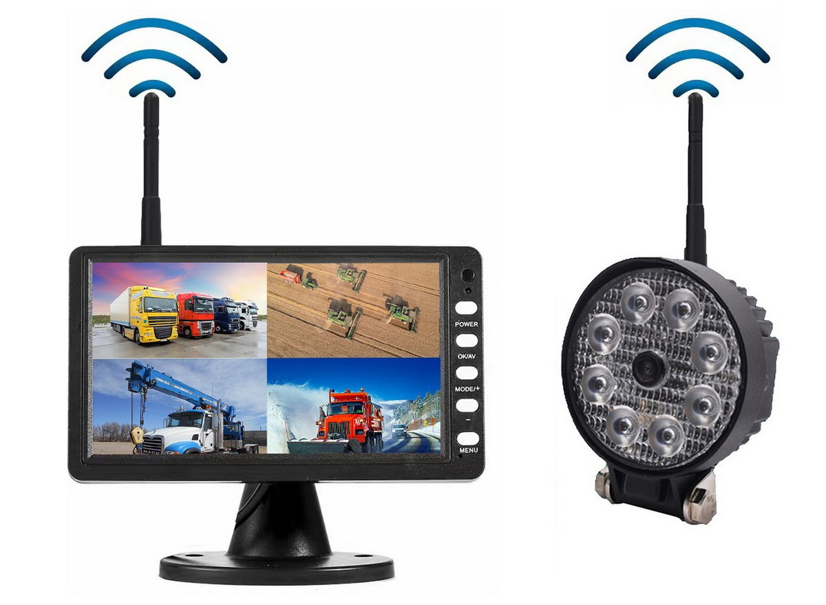 Telecamera WiFi per retromarcia 120° con 720P AHD con luce LED 8x + monitor LCD digitale da 7"