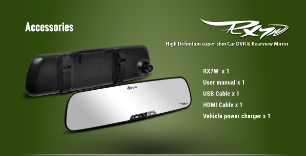 La telecamera dell'auto nello specchietto retrovisore DOD RX7W