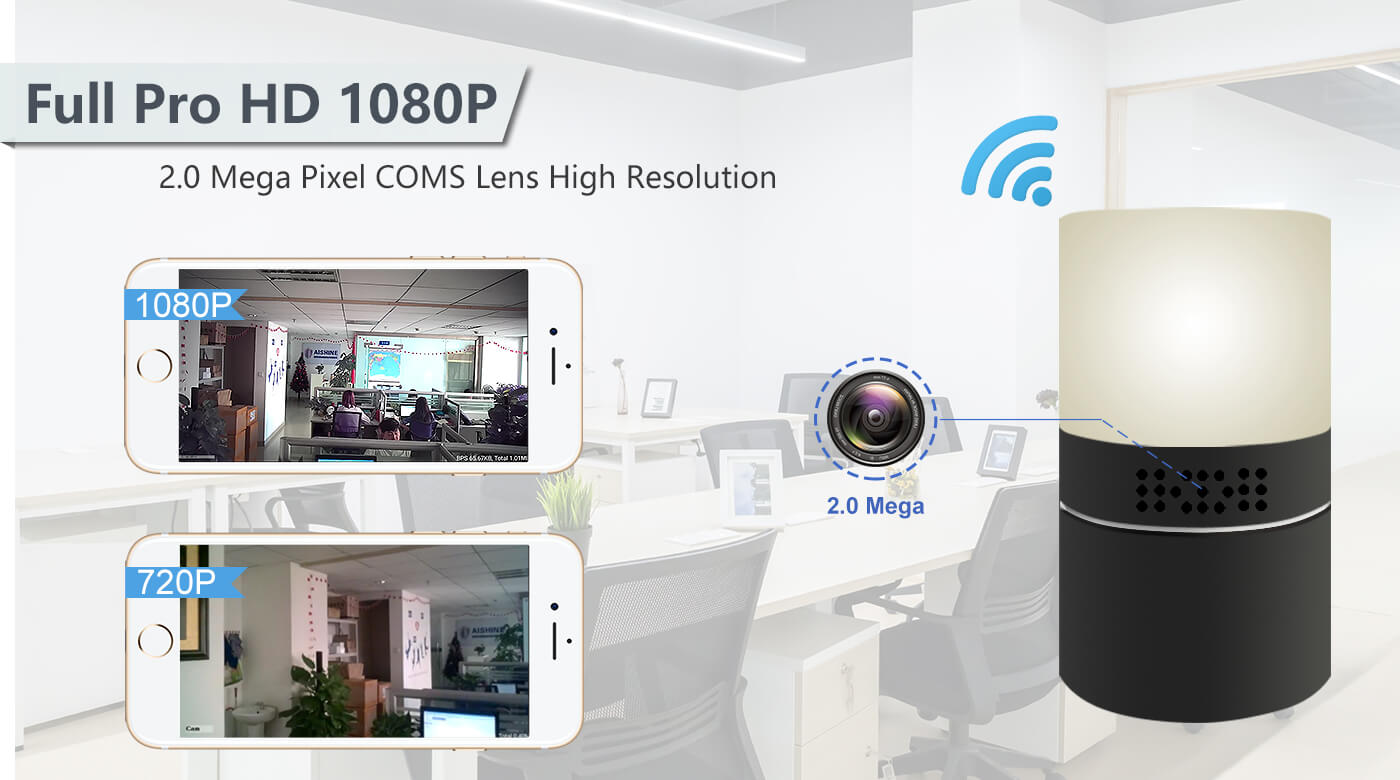 fotocamera con WiFi in lampada da tavolo a LED