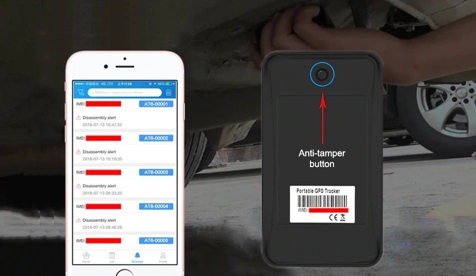 gps tracker allarme di rimozione non autorizzata