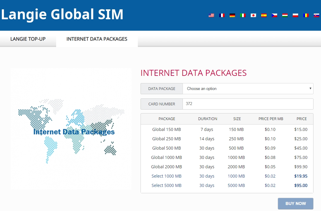 Pacchetti dati Internet per schede SIM Lagie Global 3G