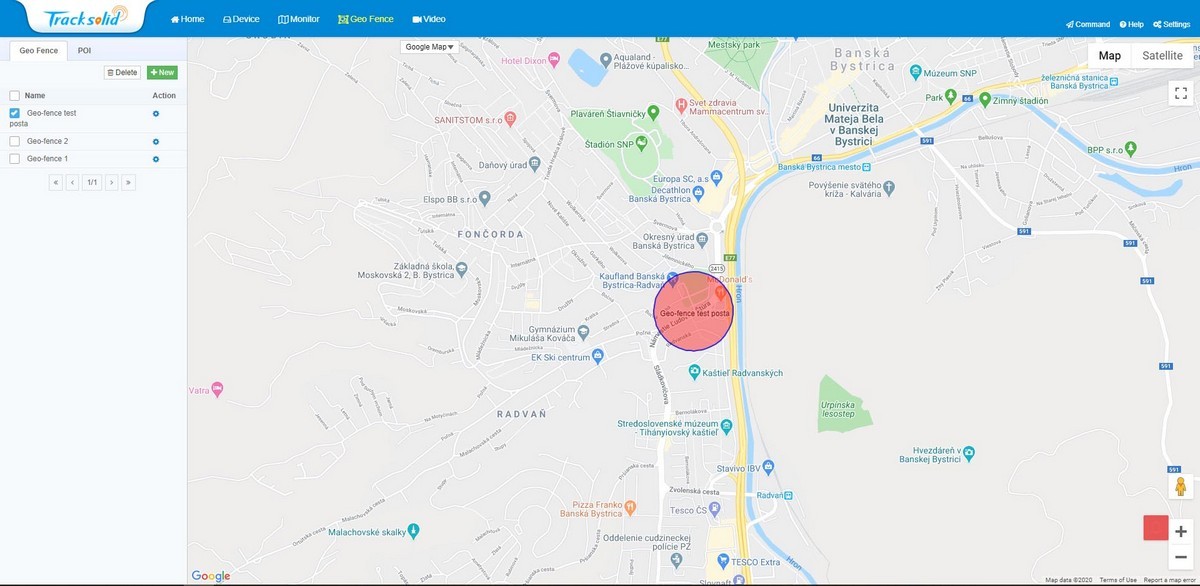 tracksolid - funzione di geofence