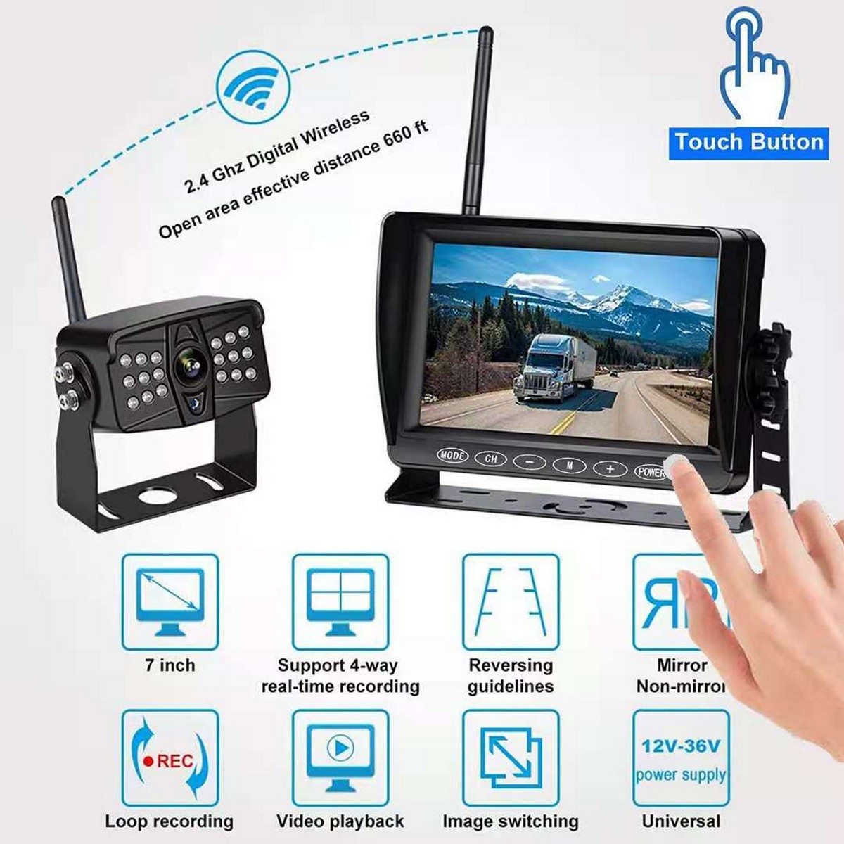 telecamera di parcheggio wireless con monitor wireless (wifi)