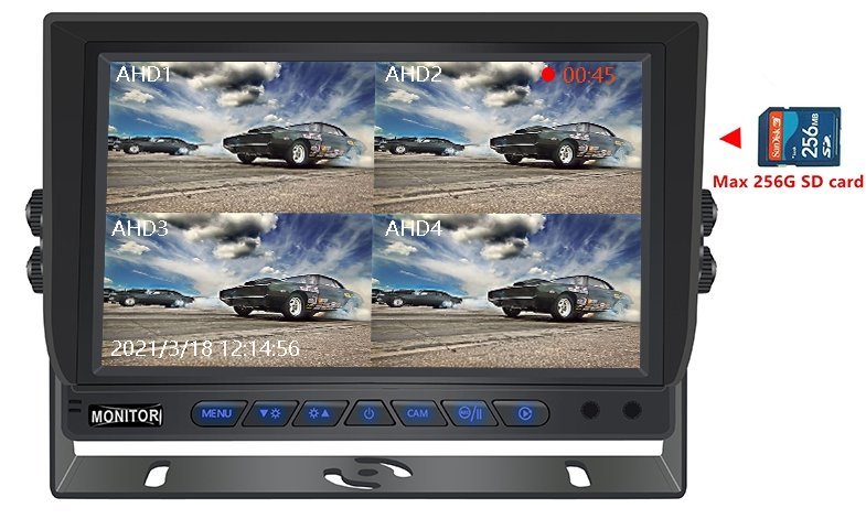 Monitor per auto da 10 pollici con supporto per scheda SD da 256 GB