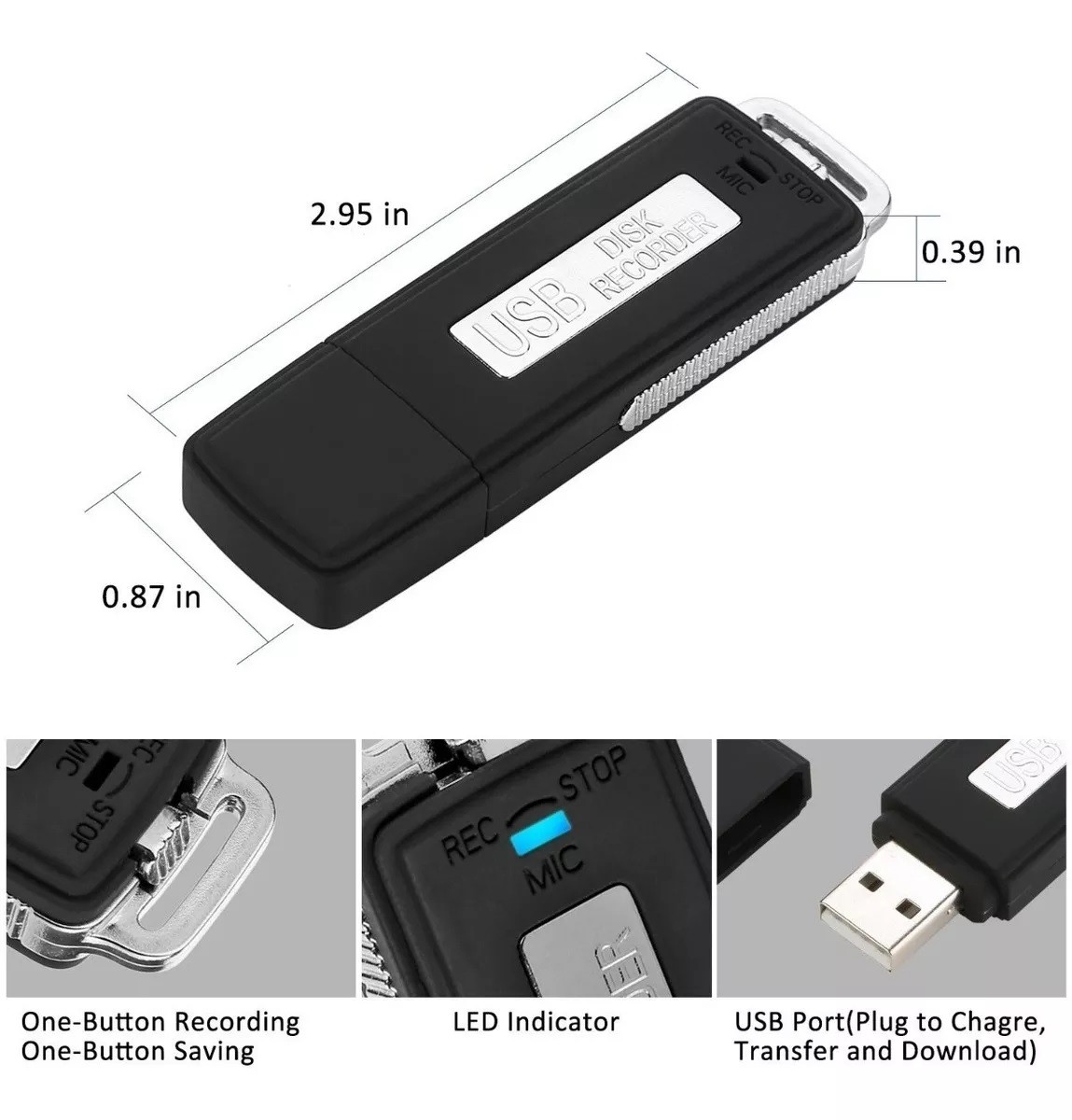 registratore vocale spia chiave usb