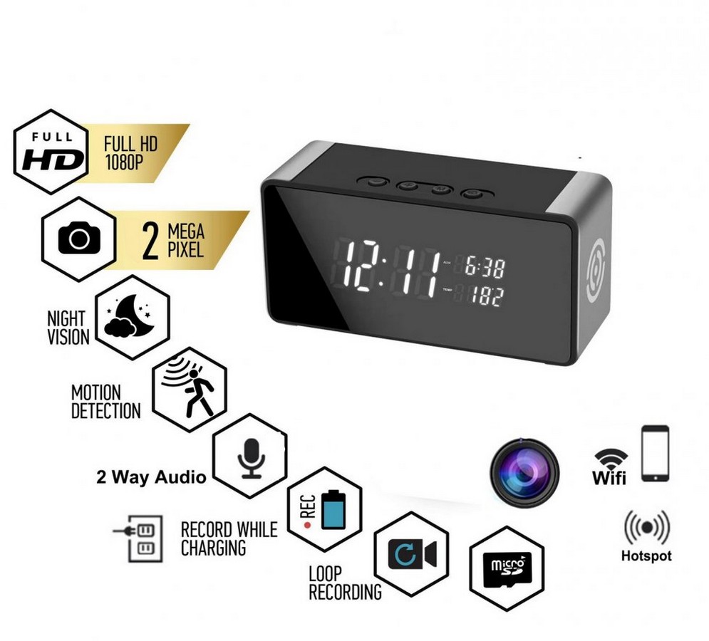 telecamera wifi nella sveglia + altoparlante bluetooth
